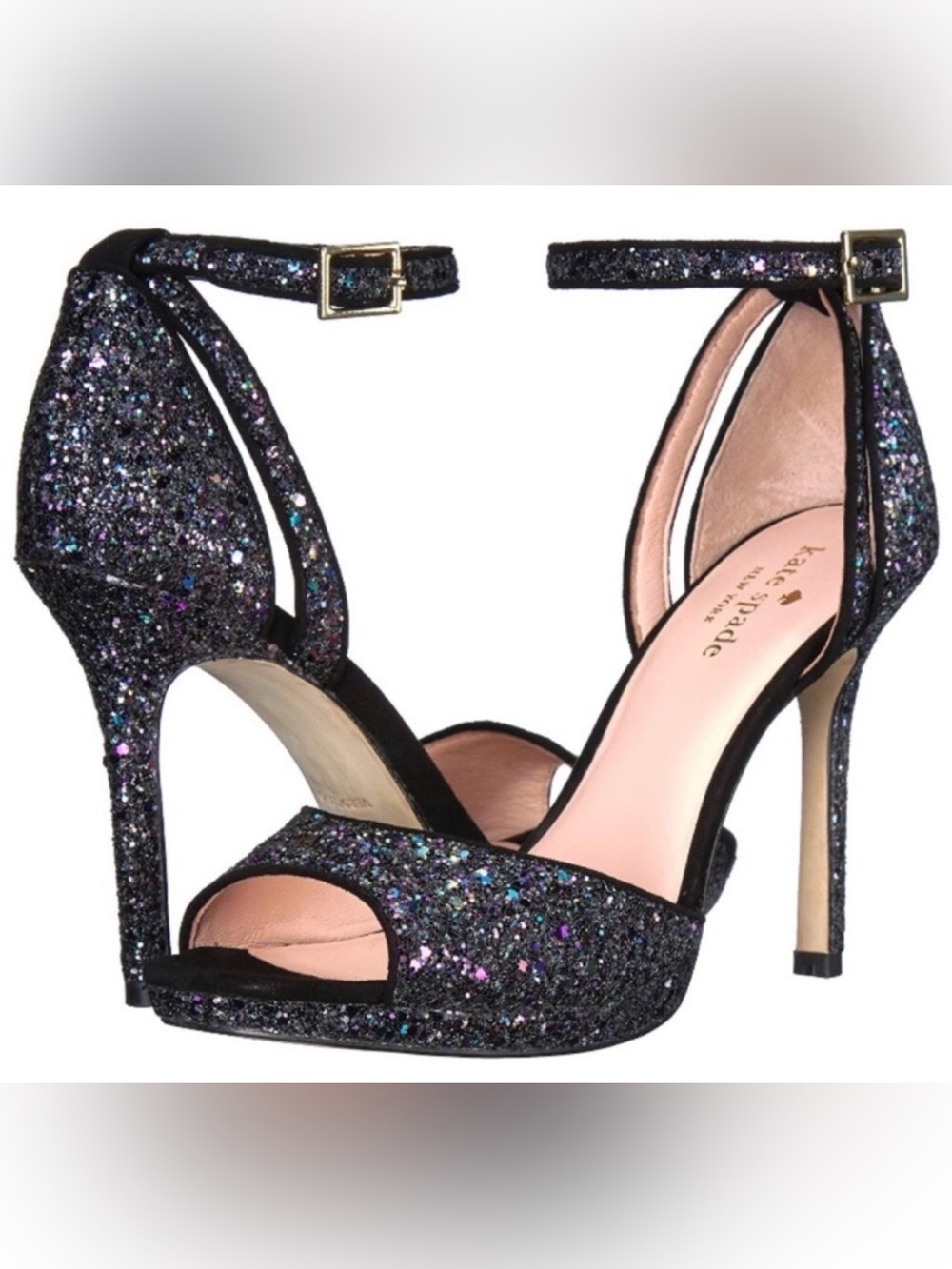 Kate spade midnight sparkle ankle strap heels